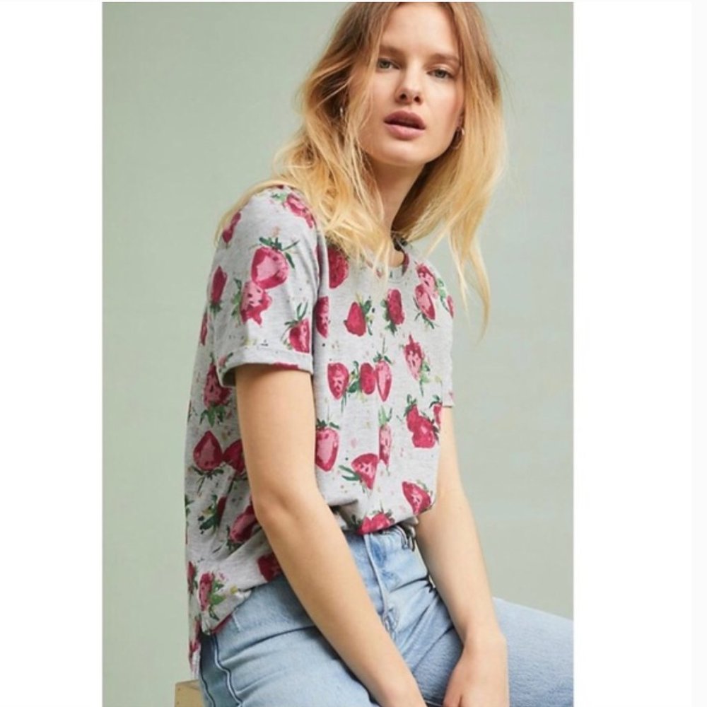 Anthropology Maeve strawberry T-shirt
